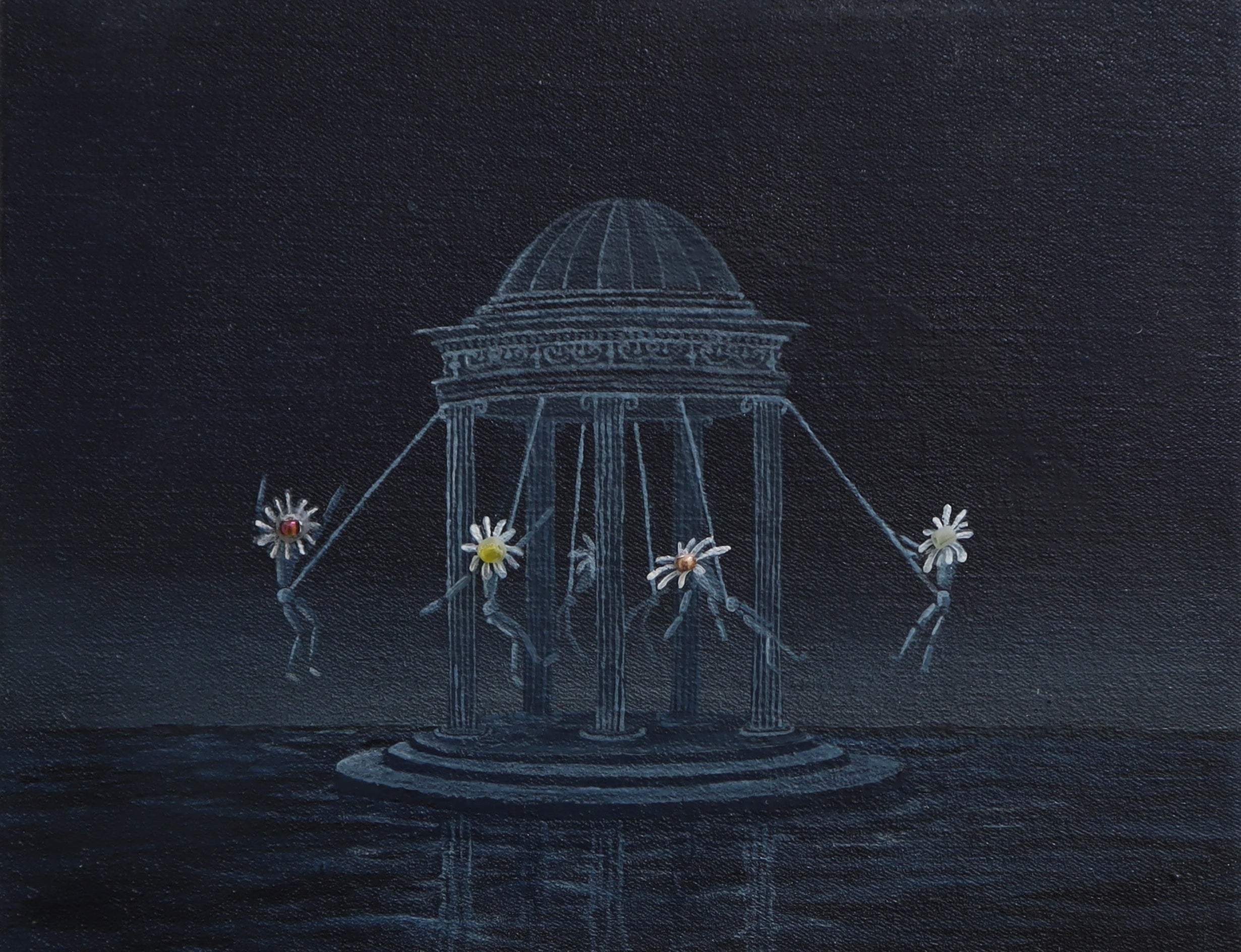 Midnight Swing | 5" x 7" Acrylic on Denim